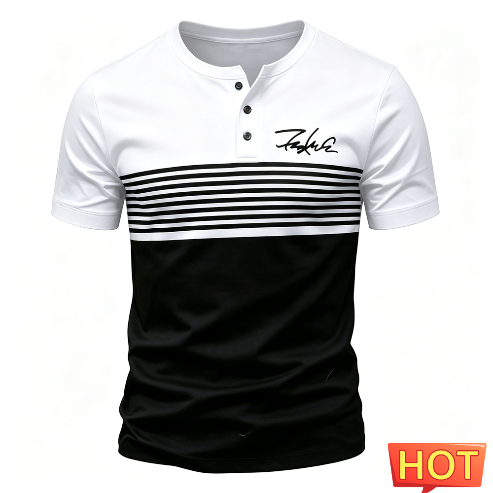 Fashion Streetwear - Summer Simple Men's Henley Shirts Fashion