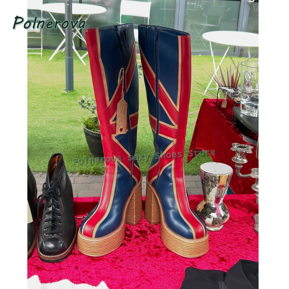 Street Fashion Trends 2025 - Union Jack Platform Fashion Boots Round