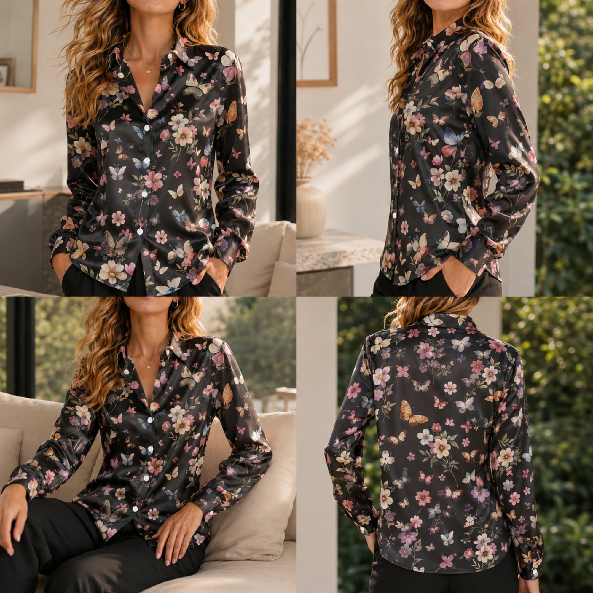 Women Loose Satin Shirt Long S - Fashion Streetwear avaliação e preço