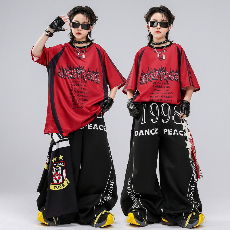 Hip Hop K-pop Red T Shirt Bagg - Street Fashion For Boy avaliação e preço