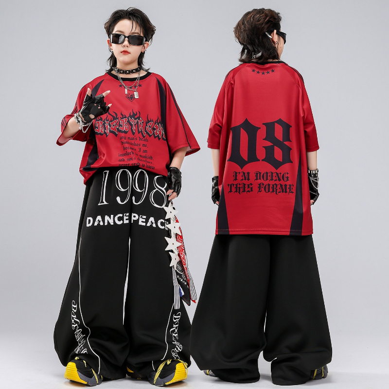 Hip Hop K-pop Red T Shirt Bagg - Street Fashion For Boy avaliação e preço