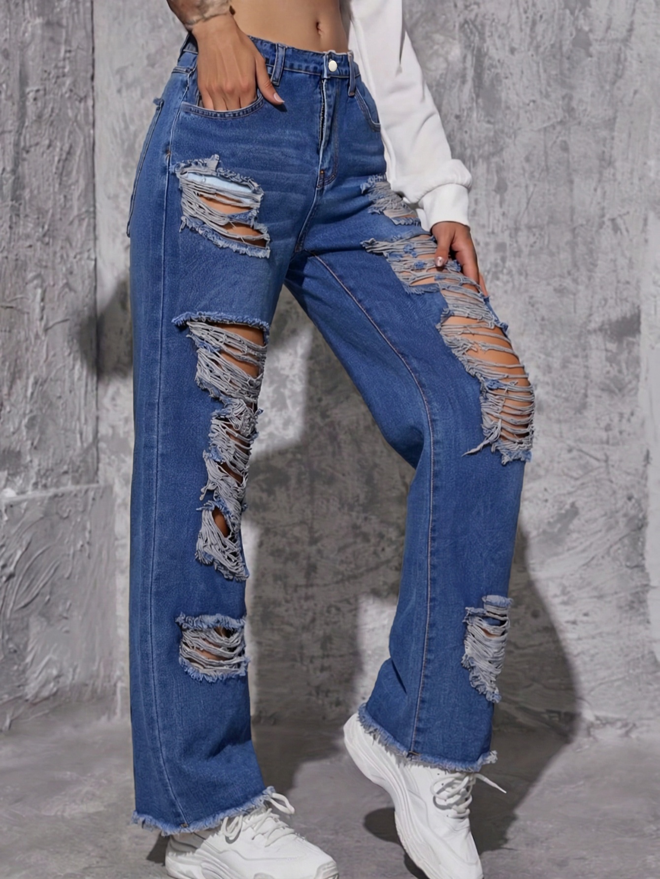 Trendy Women's Ripped Jeans Pa - Street Fashion Reviews avaliação e preço