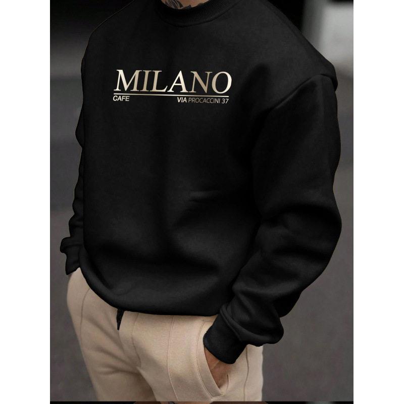 Milan Print Hoodie Men's Casua - Street Fashion Of Milan avaliação e preço