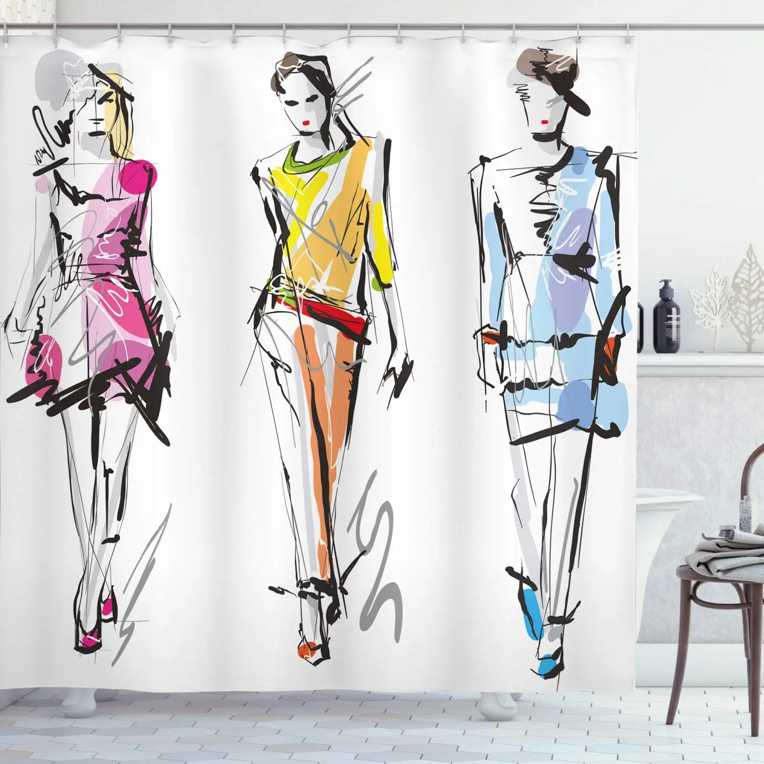 Fashion Woman Shower Curtain M - Street Fashion Pose avaliação e preço