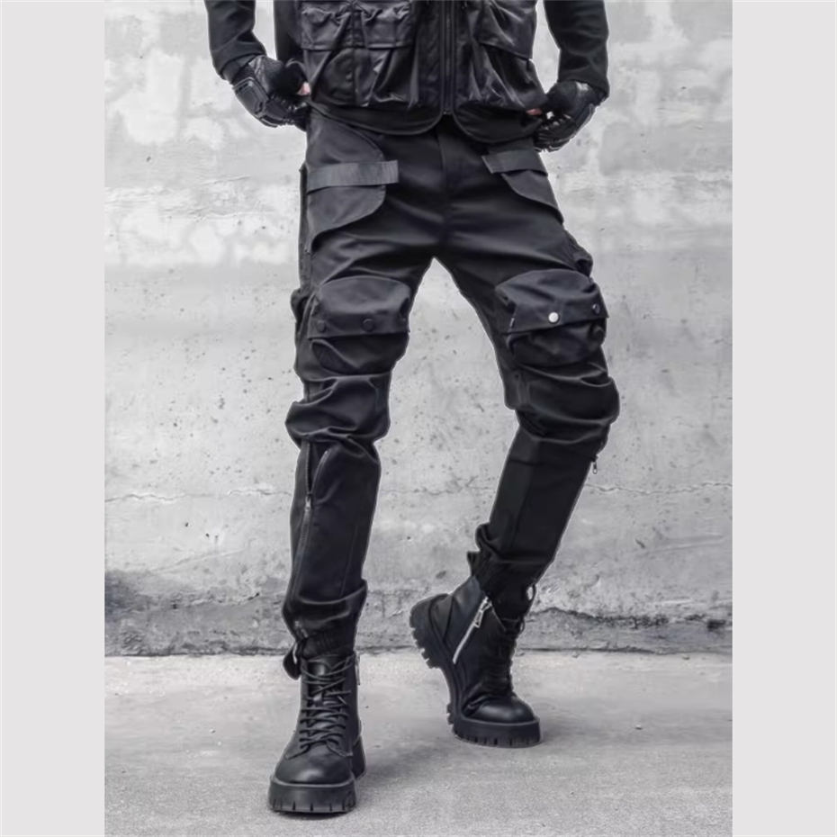 Men Y2K Cargo Pants Zipper Poc - Techwear Pants Tactical avaliação e preço