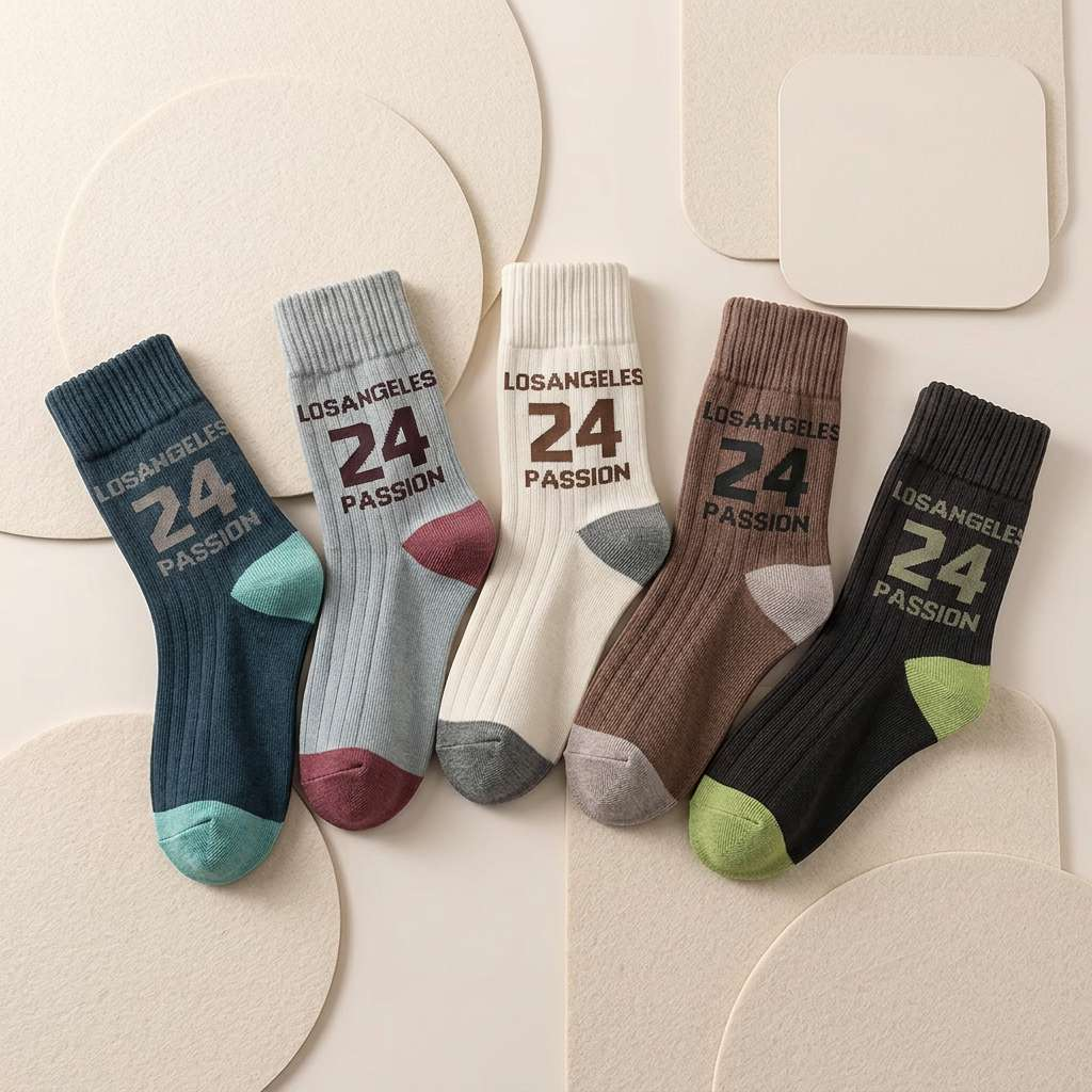 5 Pairs Boys Mid-Calf Socks, F - Street Fashion For Boy avaliação e preço