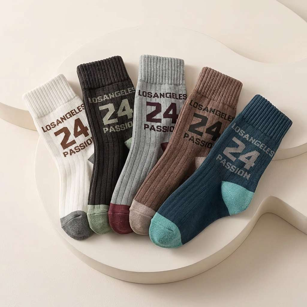 5 Pairs Boys Mid-Calf Socks, F - Street Fashion For Boy avaliação e preço