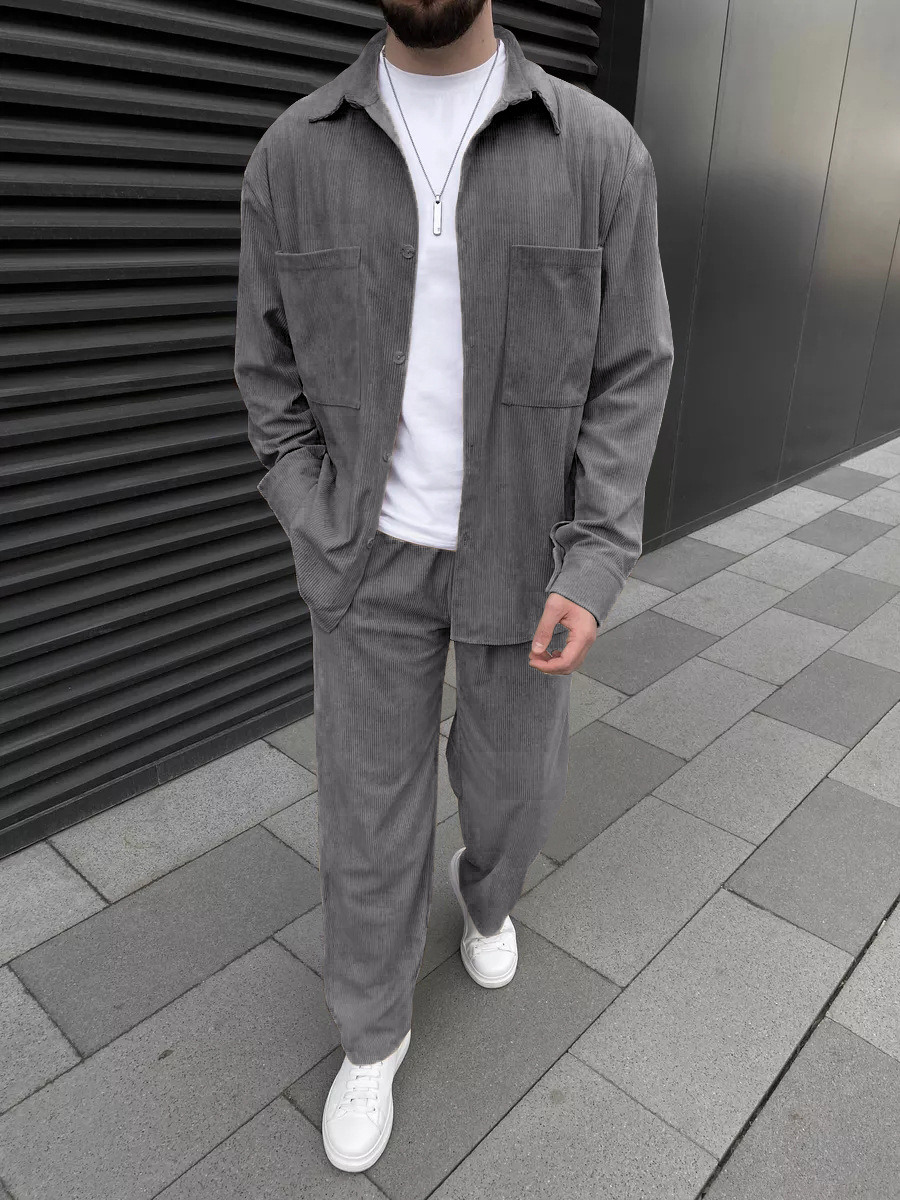 Men's corduroy two-piece outfi - Street For Fashion avaliação e preço