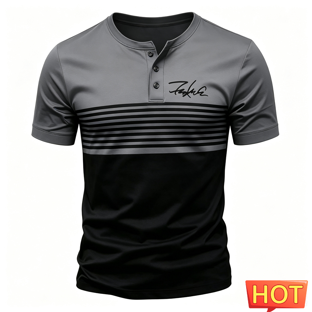 Summer Simple Men's Henley Shi - Fashion Streetwear avaliação e preço