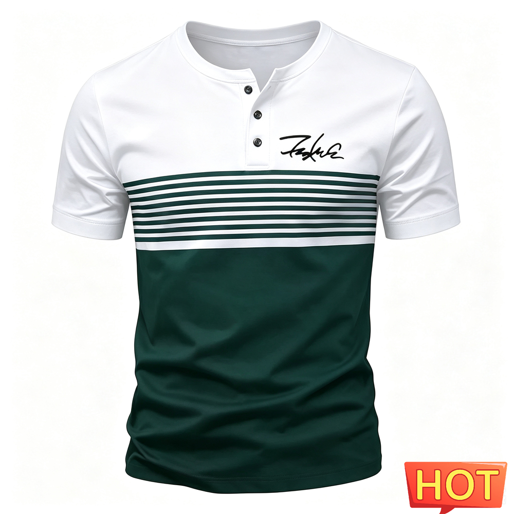 Summer Simple Men's Henley Shi - Fashion Streetwear avaliação e preço