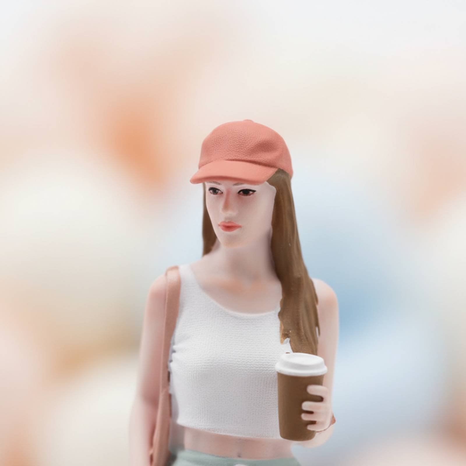 Girl Figure Holding Coffee Col - Street Fashion Pose avaliação e preço