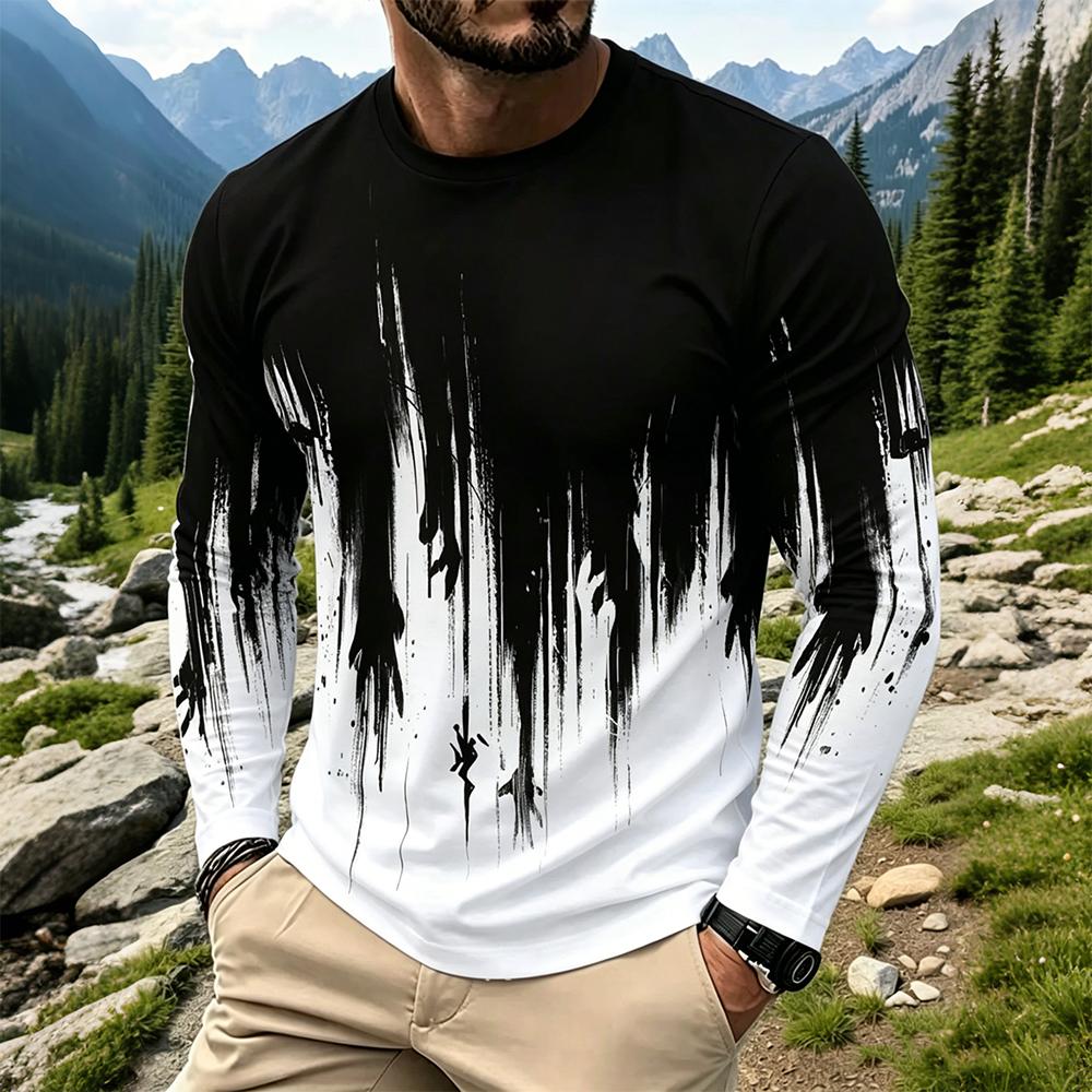 Men's Gradient Ink Splash Long - Fashion Streetwear avaliação e preço
