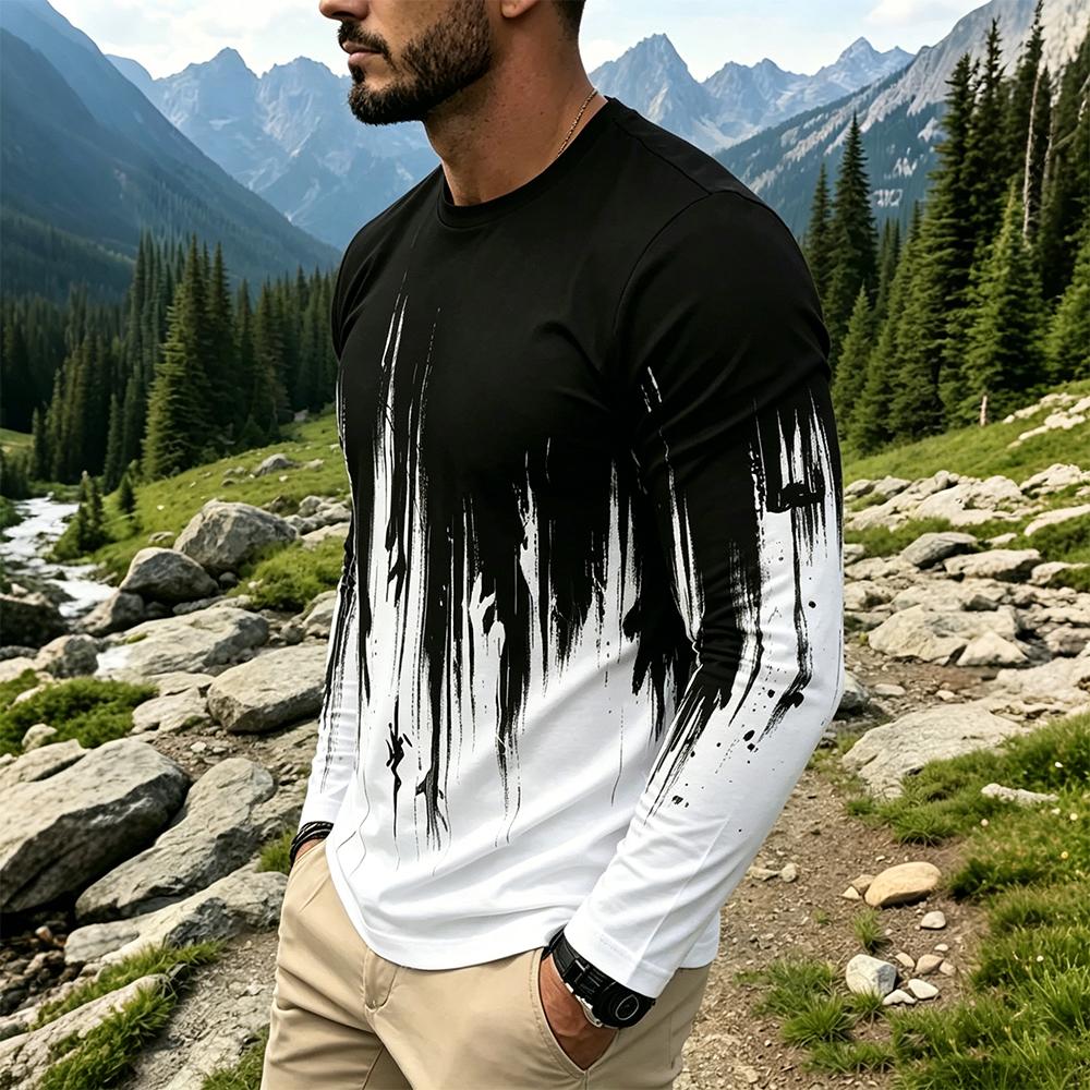 Men's Gradient Ink Splash Long - Fashion Streetwear avaliação e preço