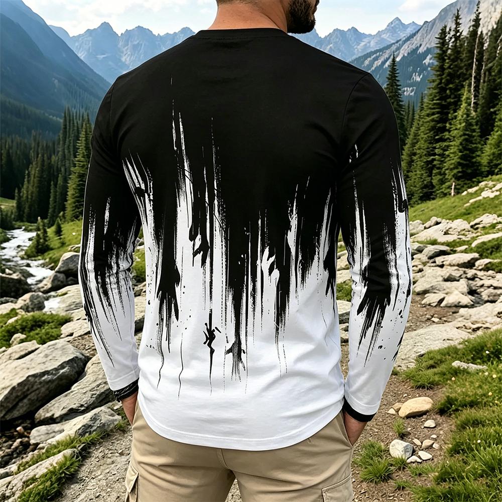 Men's Gradient Ink Splash Long - Fashion Streetwear avaliação e preço