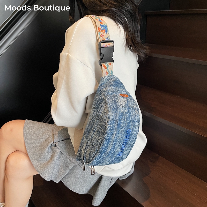 Denim Blue Chest Bags For Wome - Street Fashion Trends 2025 avaliação e preço