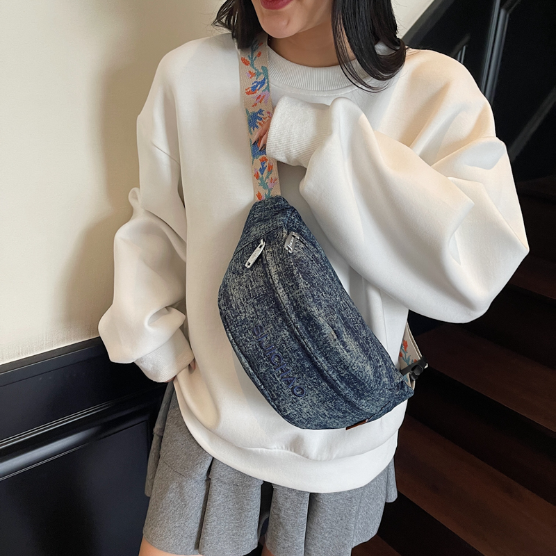 Denim Blue Chest Bags For Wome - Street Fashion Trends 2025 avaliação e preço
